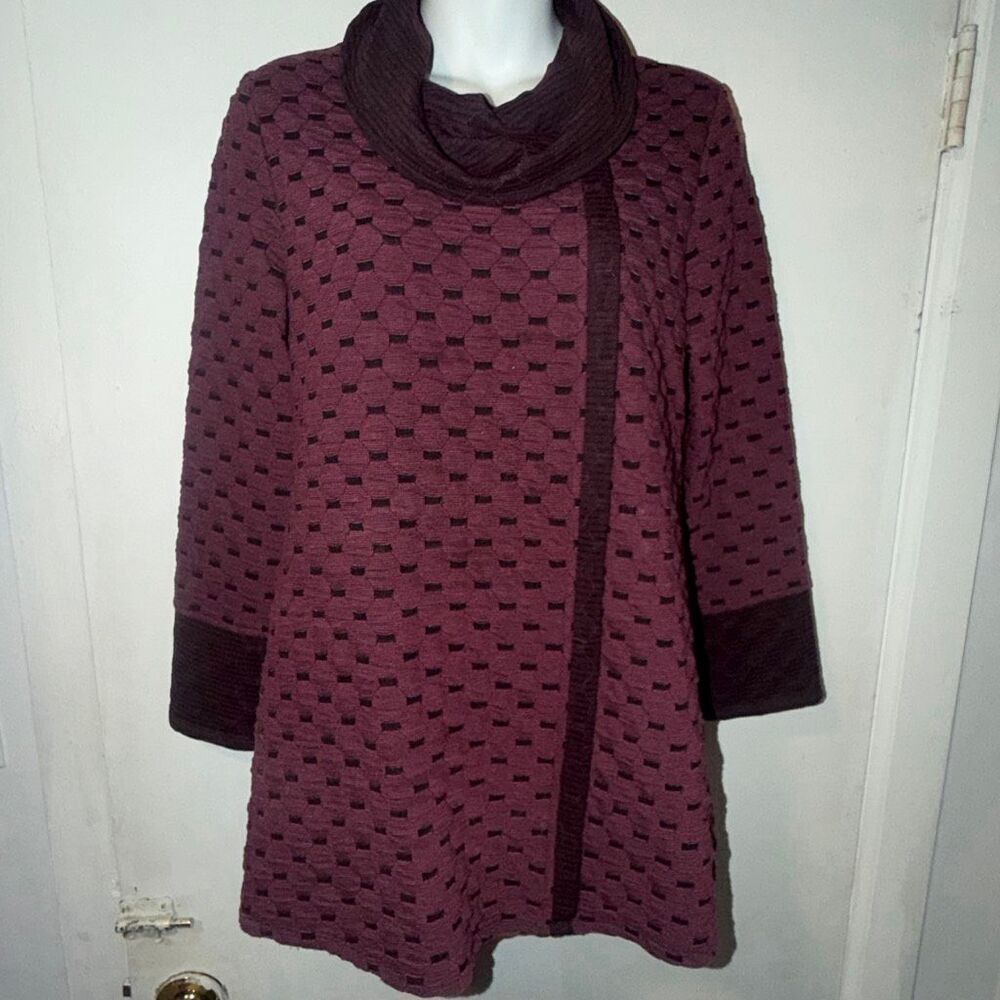 HABITAT Plum Purple Textured Cowl Neck Tunic Sweater-XS